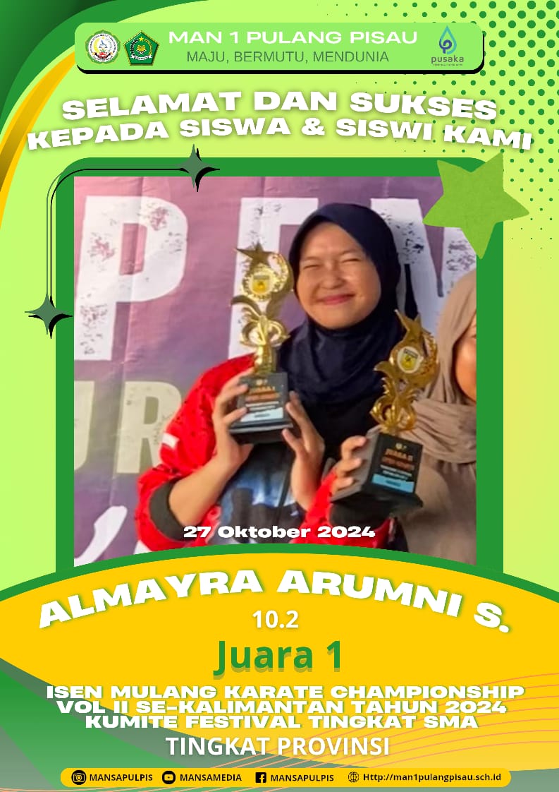 Almayra Arumni S Berhasil Meraih Juara 1 Tingkat SMA Karate Championship